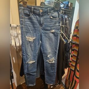 American Eagle Outfitters Ripped Blue Skinny Jeans